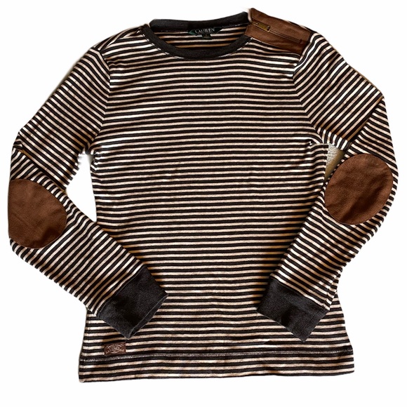 Lauren Ralph Lauren Tops - LAUREN Ralph Elbow Patch Zip Shoulder Shirt